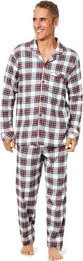 Family Pajamas Men's Cotton Knit Plaid Pajama Set  Color Stewart Plaid Size S