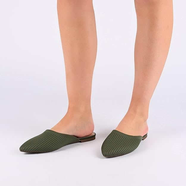 Journee Collection Women's Aniee  Flat Knit Mules  Beige Size 10