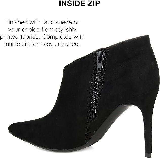 Journee Collection Women's Demmi Zip Pointed Toe Booties  Color Black Size 7.5M