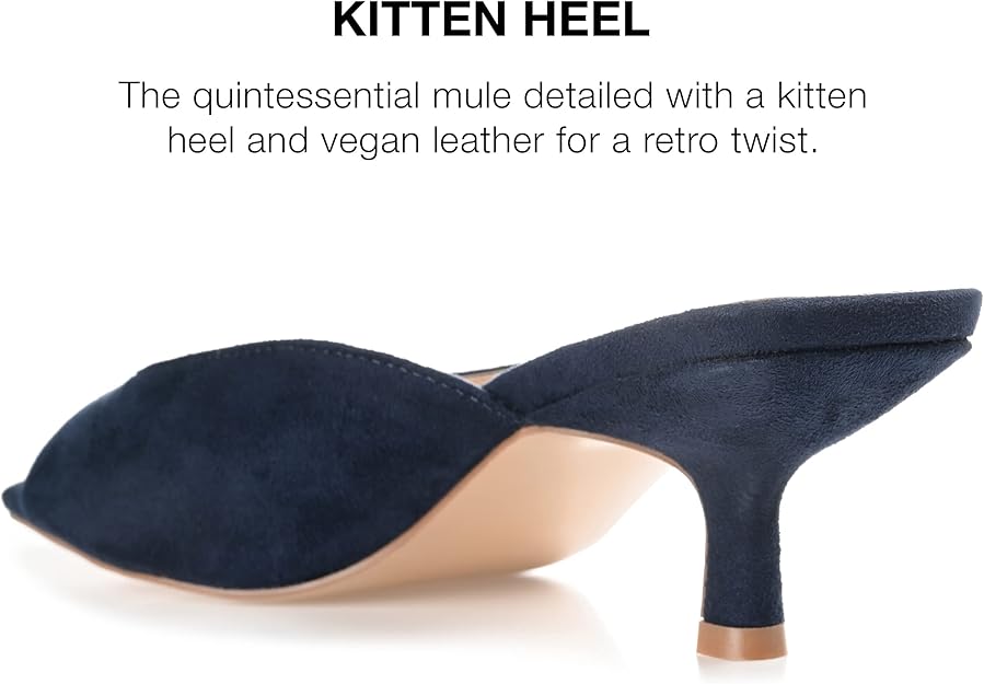 Journee Collection Women's Larna Square Open Toe Kitten Heel Pump  Navy Size 8