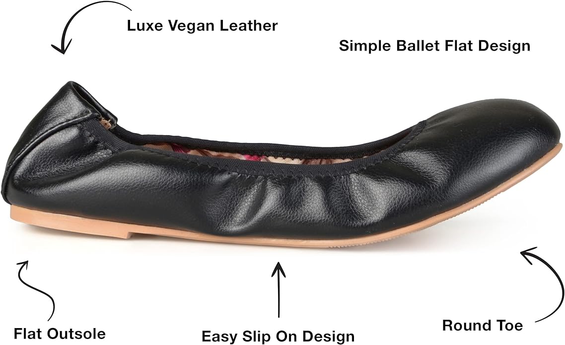 Journee Collection Women's Lindy Round Toe Ballet Flats  Color Black Size 6M