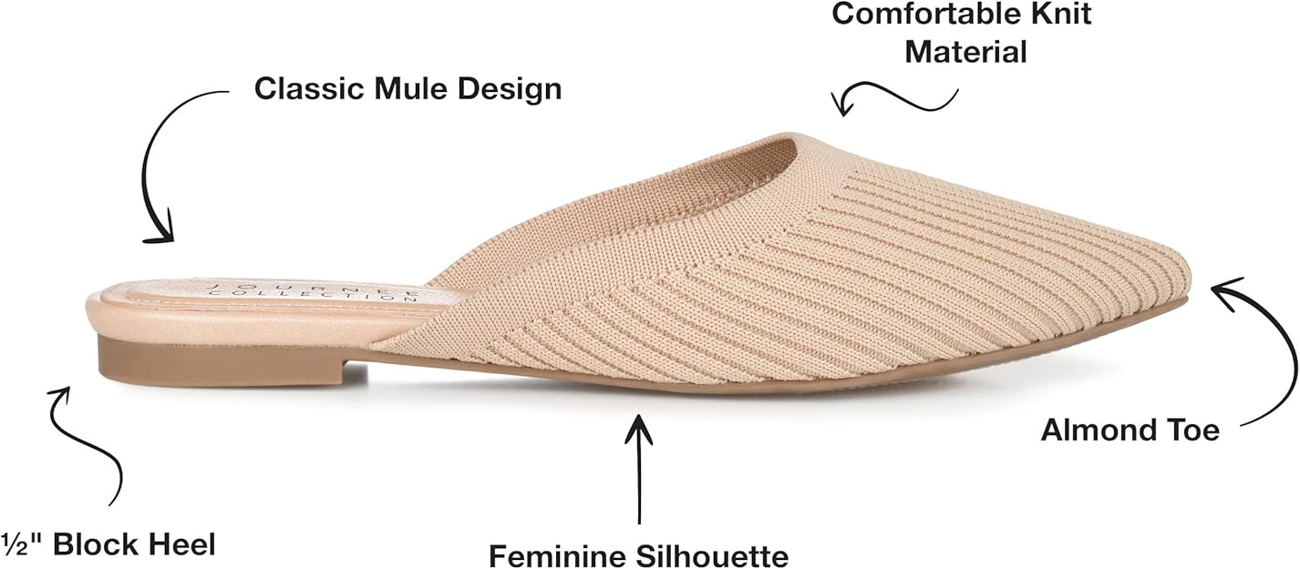 Journee Collection Women's Aniee  Flat Knit Mules  Beige Size 10
