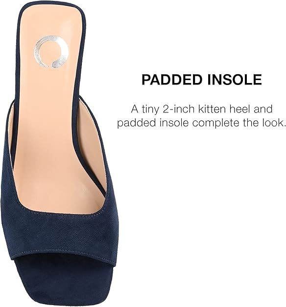 Journee Collection Women's Larna Square Open Toe Kitten Heel Pump  Navy Size 8