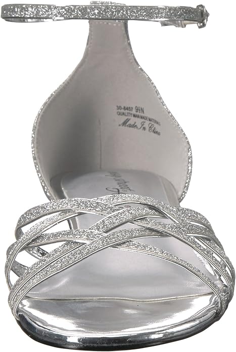 Easy Street Women's Tarrah Crossover Wedge Sandals  Color Silver Glitter Size 7.5M