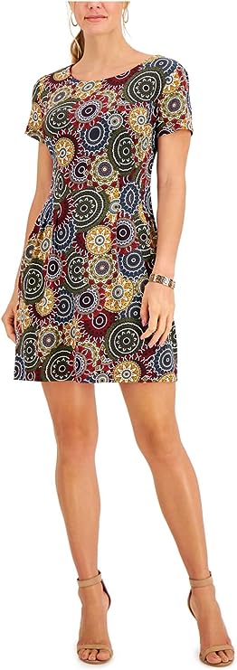Connected Apparel Plus Size Medallion-Print Dresses  Color Olive Size 24W