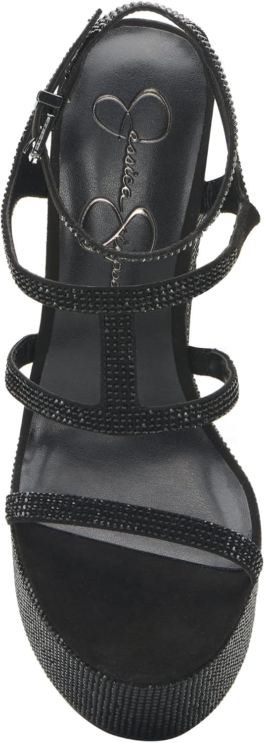 Jessica Simpson Women's Meitini Rhinestone Block Heeled Sandals  Color Black Size 9M