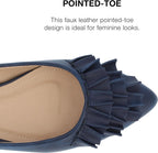Journee Collection Women's Judy Classic Pointed Toe Ballet Flats Color Blue Size 6.5W