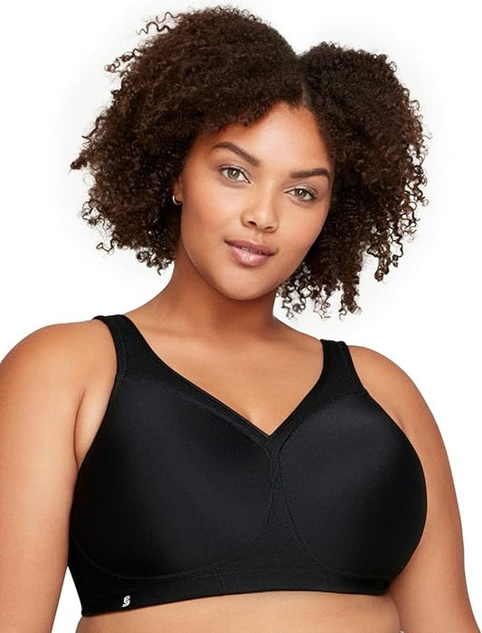 Glamorise Plus Size MagicLift Seamless Sports Wirefree Bra  Black Size 44F