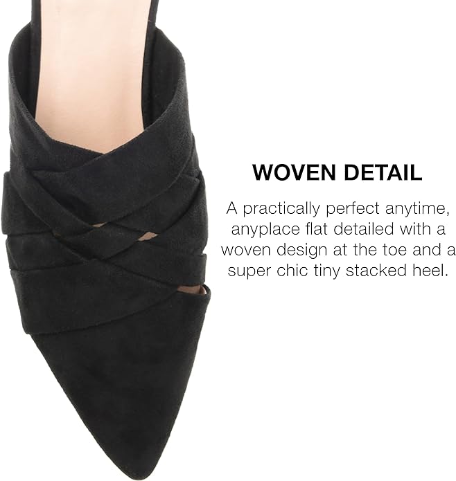 Journee Collection Women's Kalida Block Heel Pointed Toe Mules  Color Black Size 6.5M