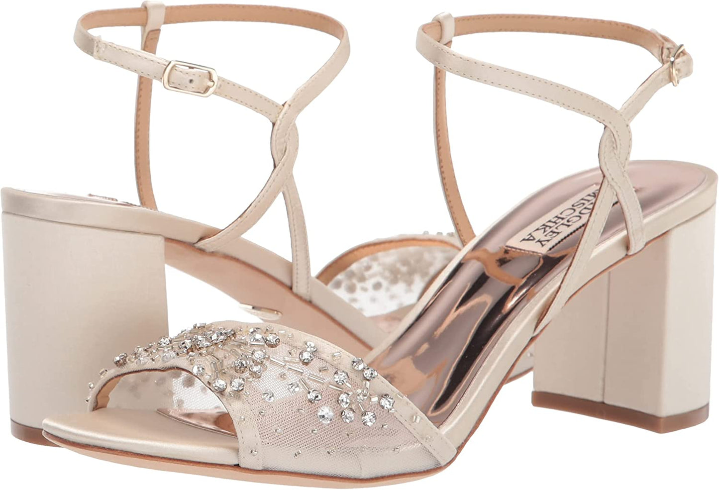 Badgley Mischka Women's Blaine Heeled Sandal  Ivory Satin Size 11