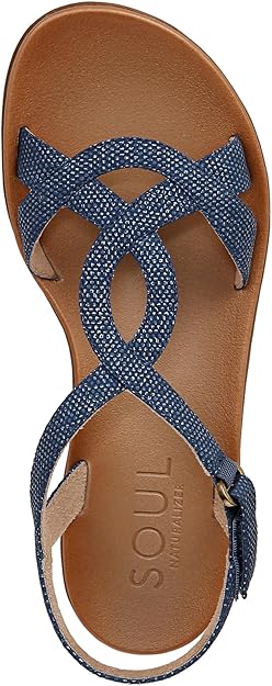 Soul Naturalizer Solo Strappy Sandals  Blue Texture Fabric Size 6.5