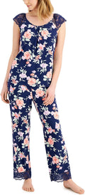 Charter Club Women's Lace-Trim Pajamas Set  Color Blossoms Blue Size XS