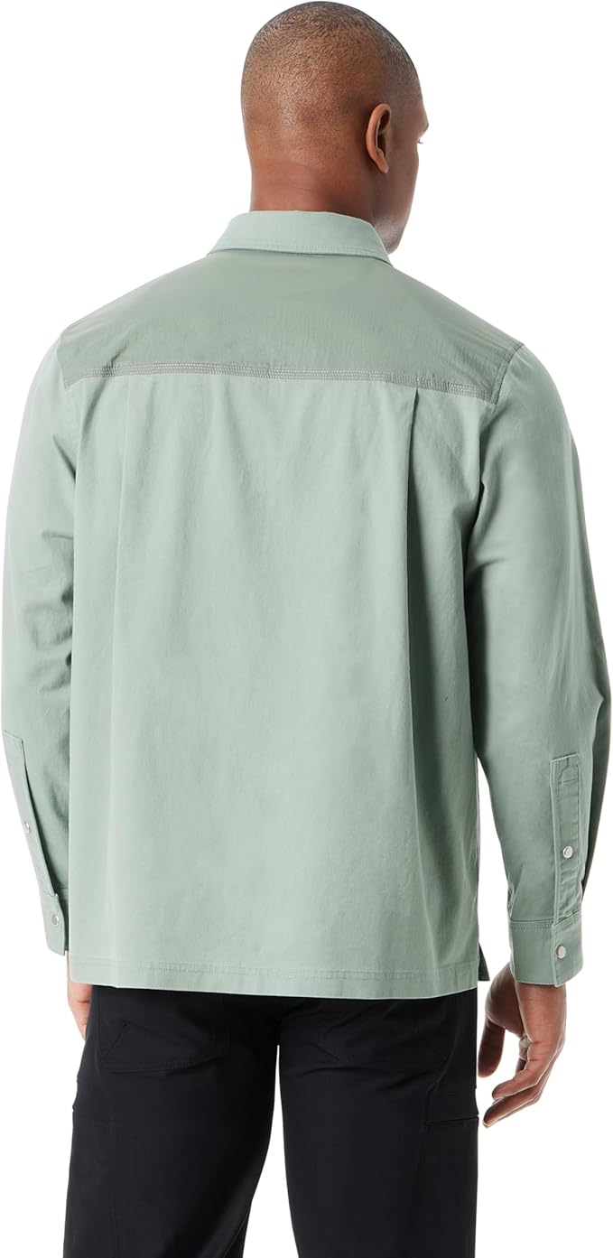 BASS OUTDOOR Men's Stretch Snap-Button Front Shirt Jacket  Lily Pad Size L