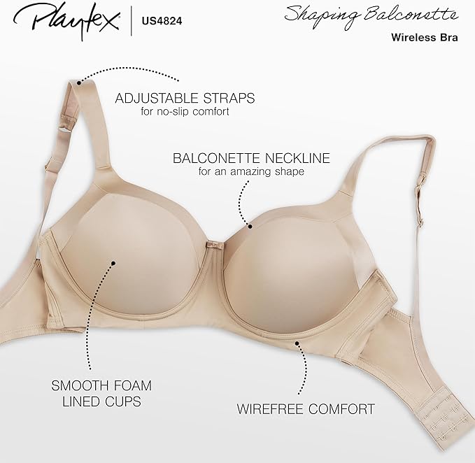 Playtex Women's Secrets Shapes Support Balconette Bra  Evening Blush Size 42C