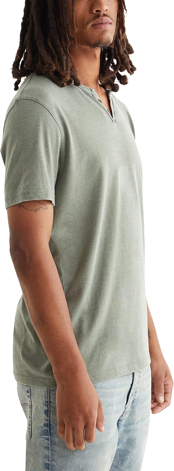Lucky Brand Men's Venice Burnout Notch Neck Tee Shirt  Laurel Wreath Size M