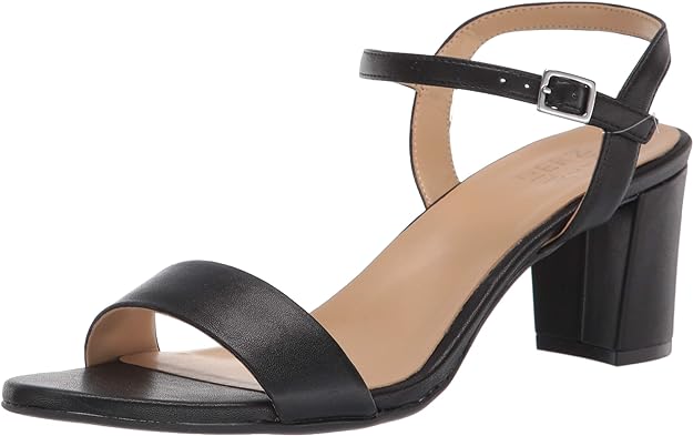 Naturalizer Women's Bristol Ankle Strap Sandals  Color Black Smooth Vegan Leather Size 10M