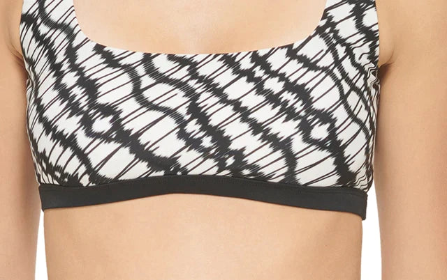 DKNY Womens Printed Square-Neck Bikini Top  Color Black/White Size XL