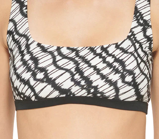 DKNY Womens Printed Square-Neck Bikini Top  Color Black/White Size L