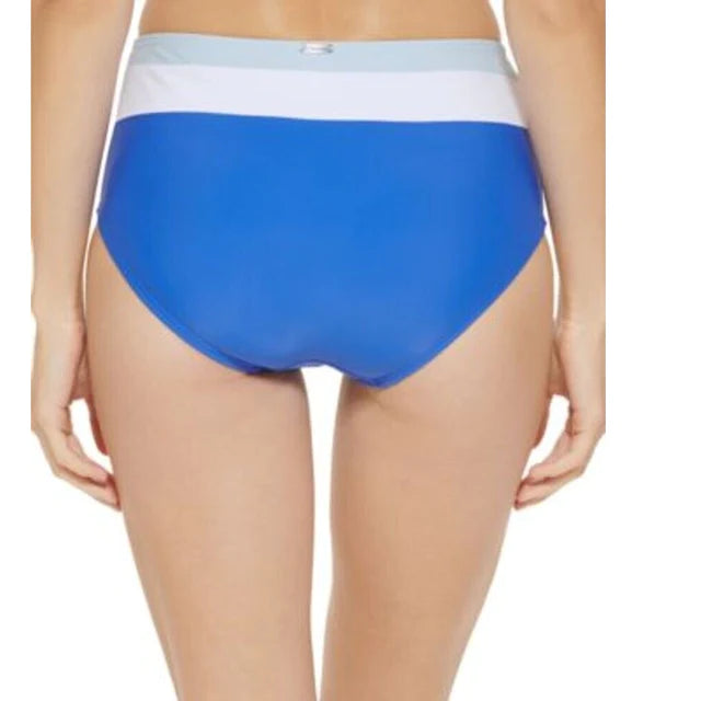 DKNY Colorblocked High-Waist Bikini Bottoms  Color Lapis Blue Size L