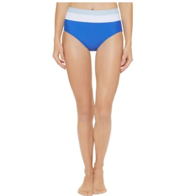 DKNY Colorblocked High-Waist Bikini Bottoms  Color Lapis Blue Size L