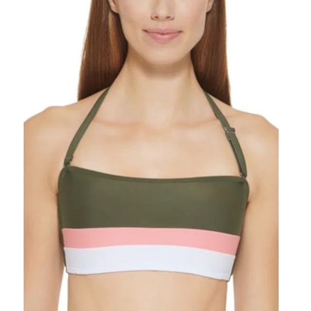 DKNY Colorblocked Bandeau Bikini Top  Color Moss Green Size S
