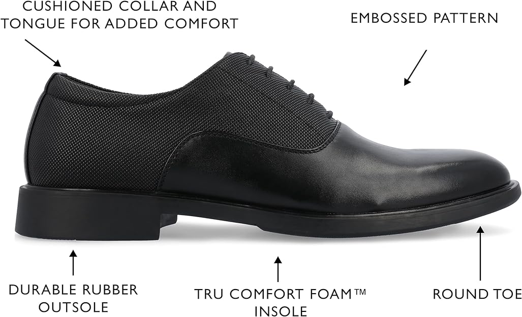 Vance Co. Men's Vincent Plain Toe Oxford  Color Black Size 10M