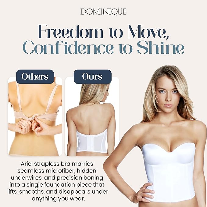 Dominique Ariel Low Back, Hidden Underwire Convertible Corset  White Size 32B