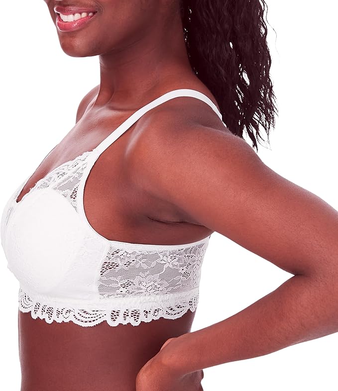 Bali Lace Desire Embroidered All Over Wirefree Bra  White Size XL