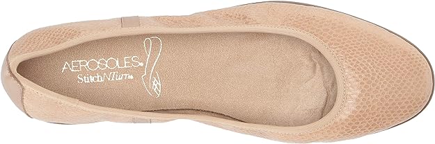 Aerosoles Women's Better Yet Ballet Flat  Color Light Tan Snake Size 7.5M
