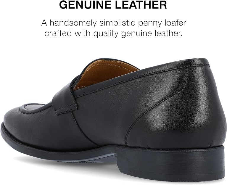 Thomas & Vine Men's Bishop Apron Toe Penny Loafer  Color Black Size 12M
