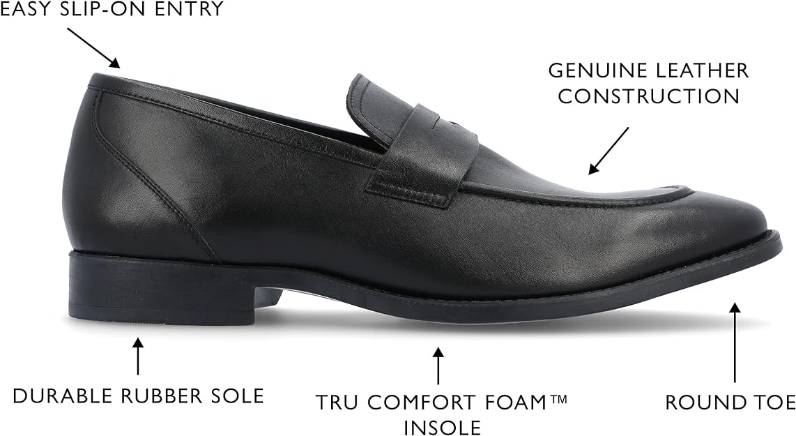 Thomas & Vine Men's Bishop Apron Toe Penny Loafer  Color Black Size 12M