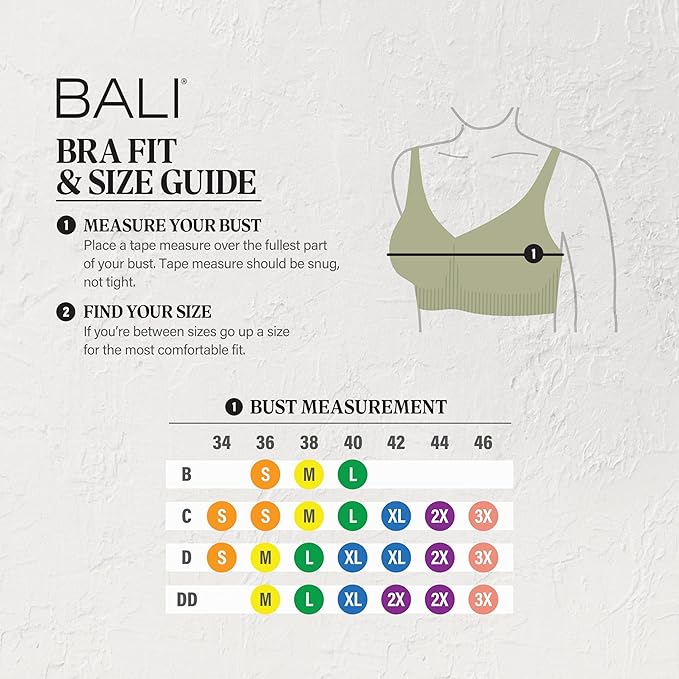 Bali Comfort Revolution Full-Coverage Wirefree Bra  Crystal Grey Dot Size 3XL