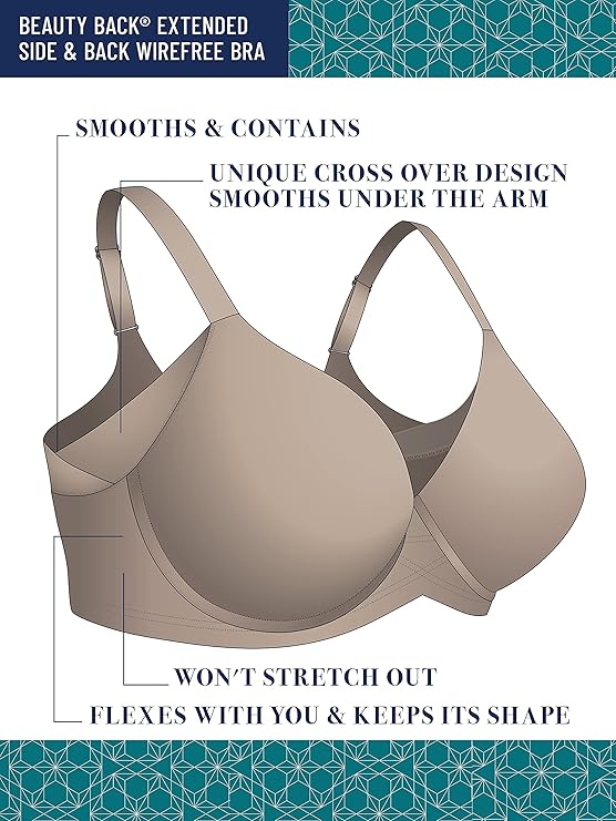 Vanity Fair Beauty Back Full Figure Wireless Bra  Star White Size 42D