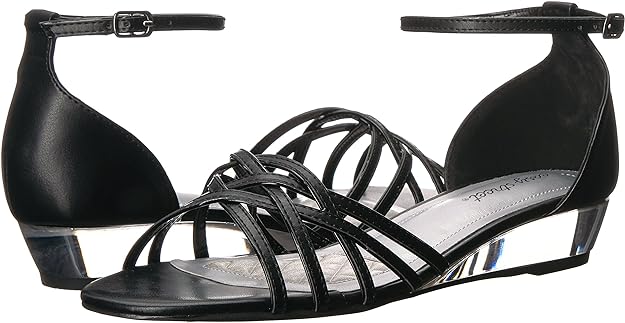 Easy Street Women's Tarrah Crossover Wedge Sandals  Color Black Size 7W