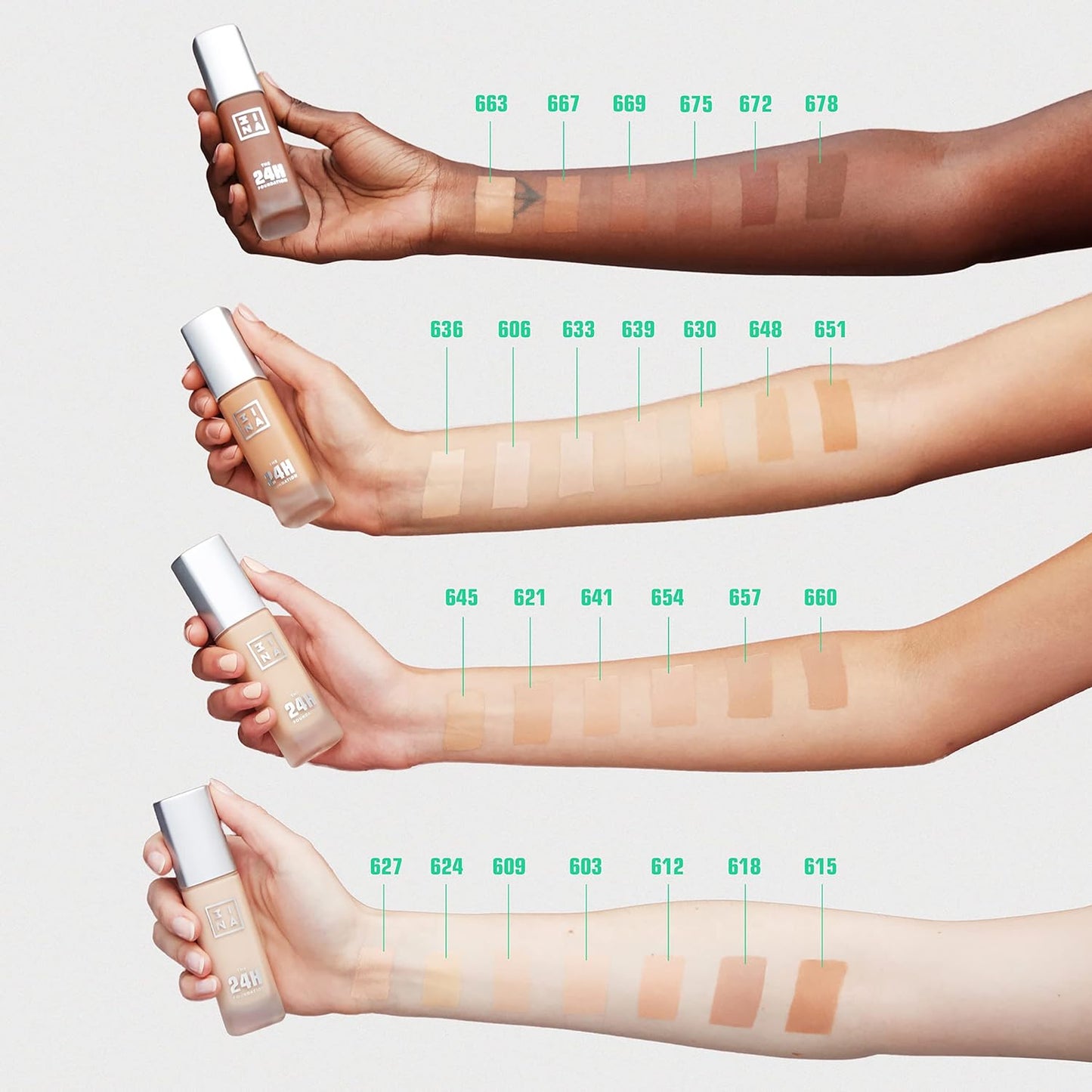 3INA The 24H Foundation 651, Sand Beige, 1.01oz