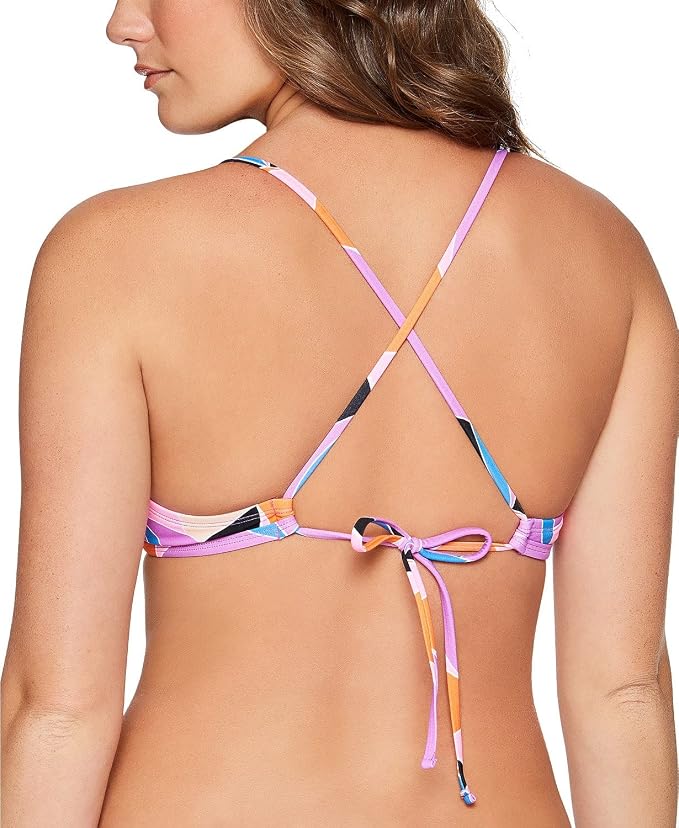 Salt & Cove Kaleidoscope Smocked Bikini Top  Purple Multi Size S