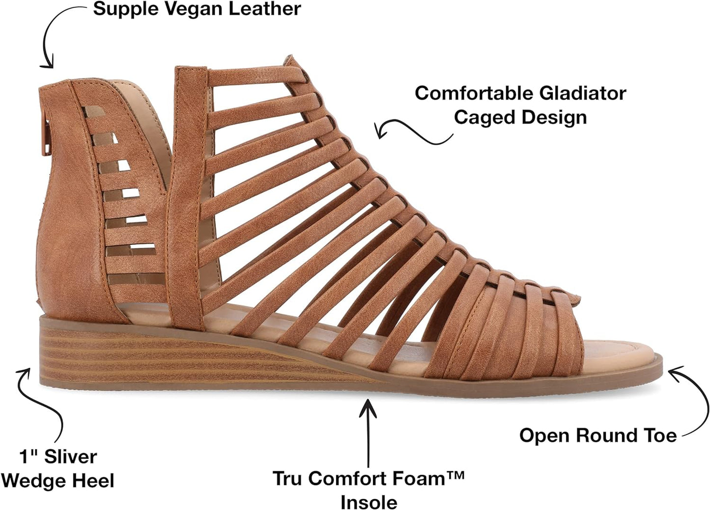 Journee Collection Women's Delilah Gladiator Sandals  Brown Size 9