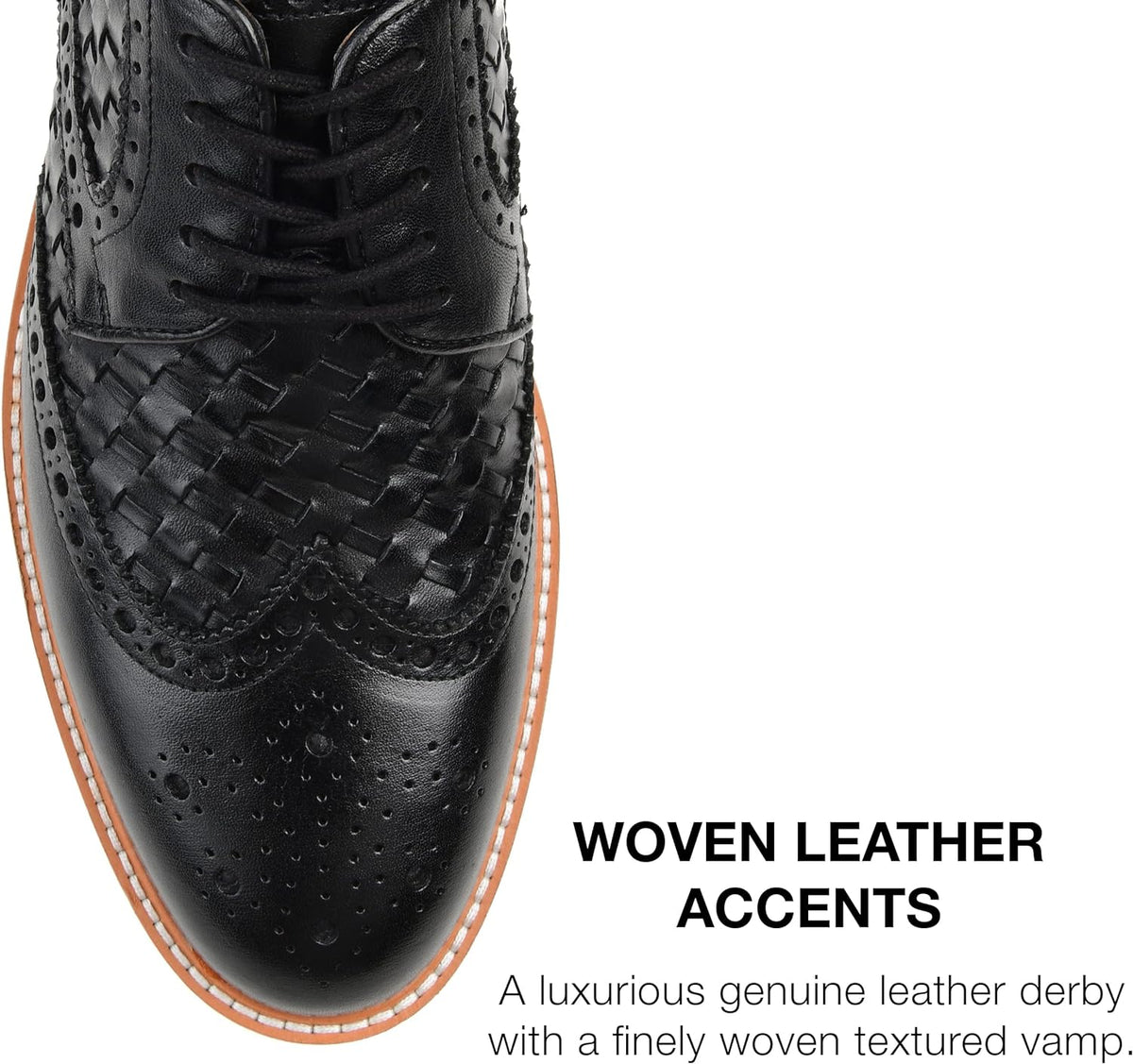 Thomas & Vine Men's Radcliff Lace-up Woven Wingtip Derby Shoes  Color Black Size 8.5M