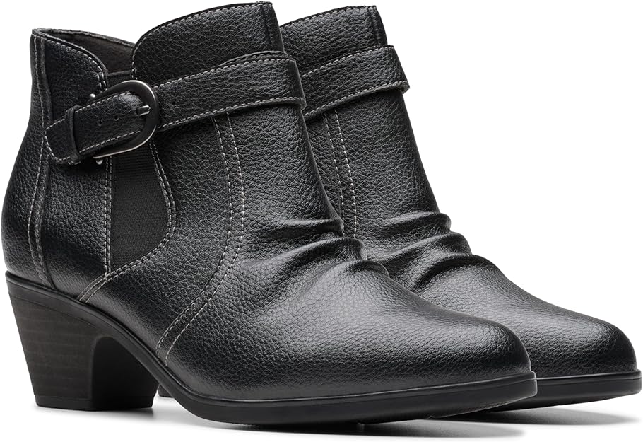 Clarks Women's Emily2 Opal Boots  Black Leather Size 8.5W