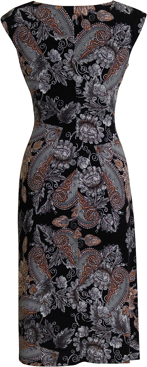 Connected Petite Printed Fit-Flare Dress  Color Black Multi Size 4P
