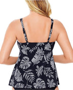 Swim Solutions Spotted Leaves Printed Underwire Tankini Top  Spotted Leaves Size 14