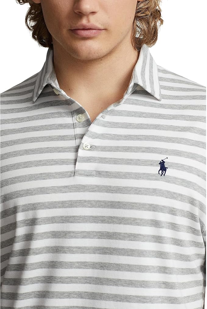 Polo Ralph Lauren Men's Classic-Fit Soft Cotton Polo Shirt  Andover Heather/White Size 2XL