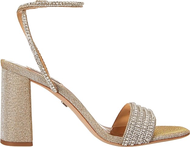 Badgley Mischka Women's Becca Heeled Sandal  Color Platino Textile Size 8.5