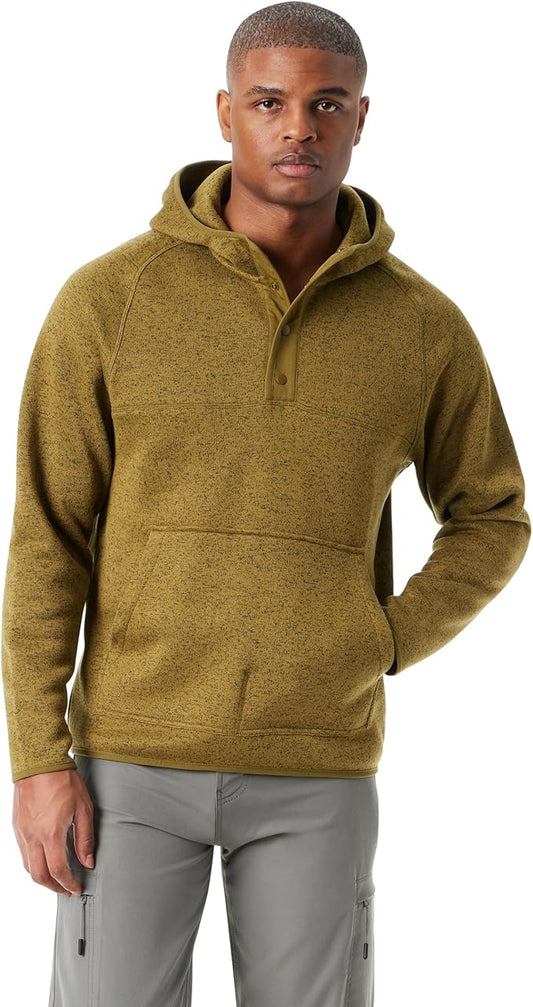 BASS OUTDOOR Men's Regular-Fit 1/4 Snap Hoodie Pullover Sweater  Green Size S
