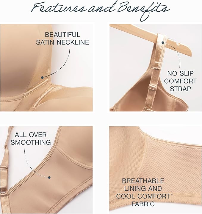 Playtex 18 Hour Silky Smoothing Wireless Full-Coverage T-Shirt Bra  White Size 38DD