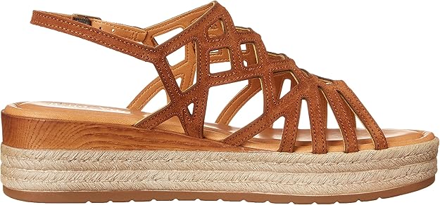 Bella Vita Women's Zip-Italy Platform Flat Sandal  Whiskey Leather  Size 10W