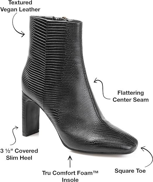 Journee Collection Women's Sarla Inside Zip Block Heel Booties  Color Black Size 7.5M