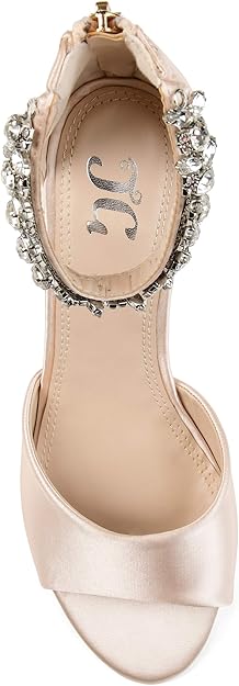 Journee Collection Women's Connor Jeweled Open-Toe Dress Wedge  Cream Size 7
