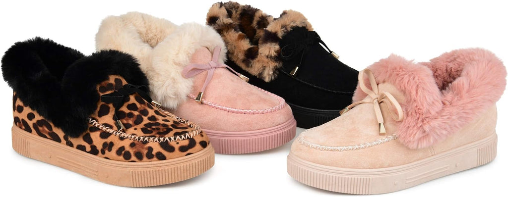 Journee Collection Women's Midnight Vegan Fur Trim Slippers  Color Blush Size 8M