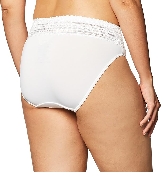Warners No Pinching No Problems Microfiber Hi-Cut Panty  White Size M